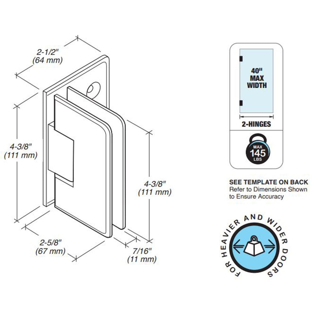 FHC - FHC Pasadena Square Wall Mount Hinge Offset Back Plate - PAS03BN