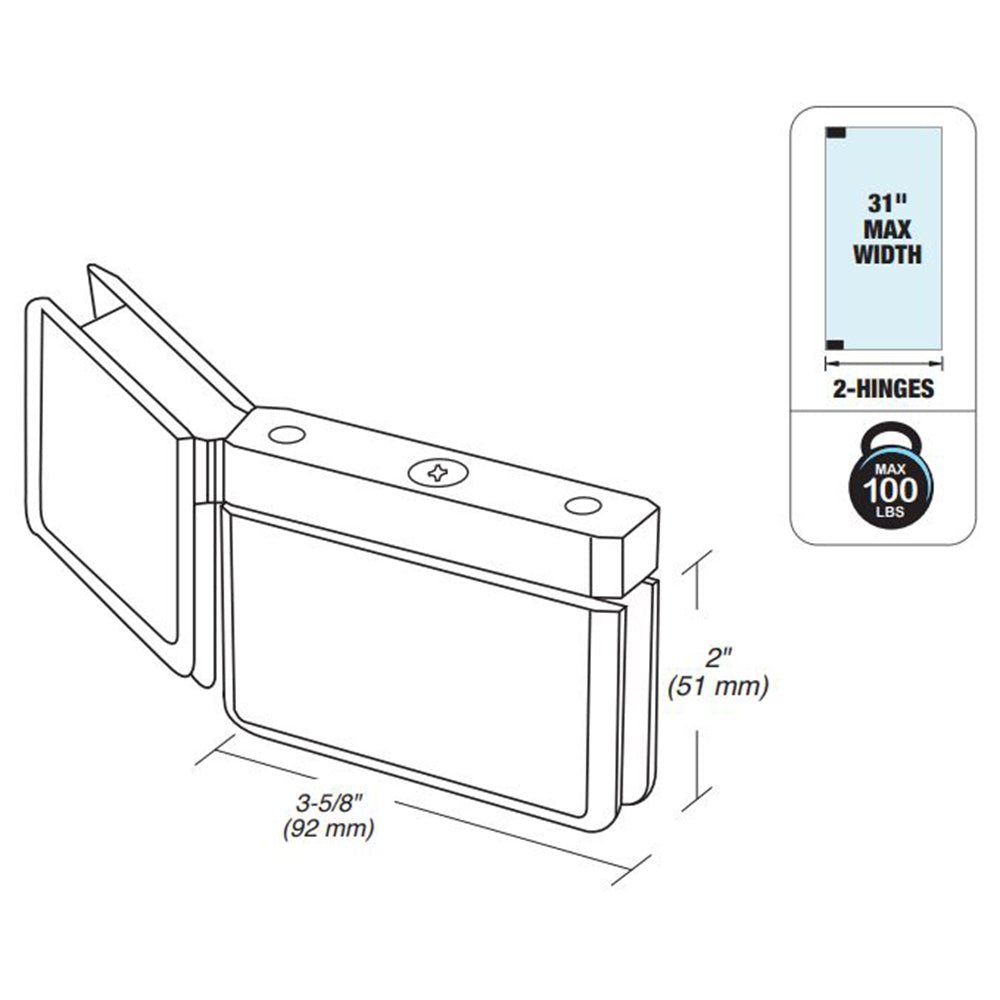 FHC - FHC Patriot 135 Degree Glass - To - Glass Hinge Right For 3/8" Glass - PAT0735RBN