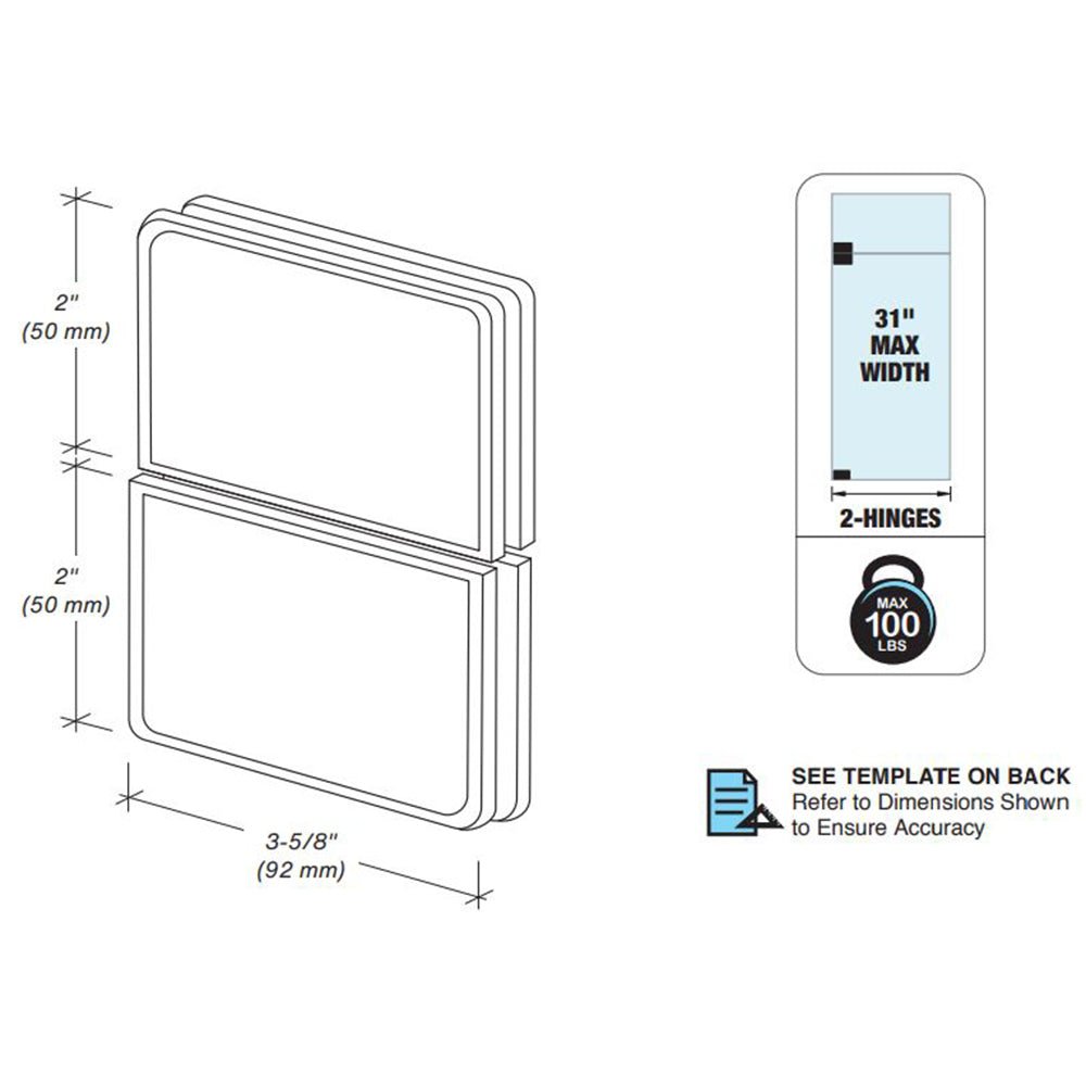 FHC - FHC Patriot Series Pivot Glass - To - Glass Mount For 3/8" Glass - PAT02BN