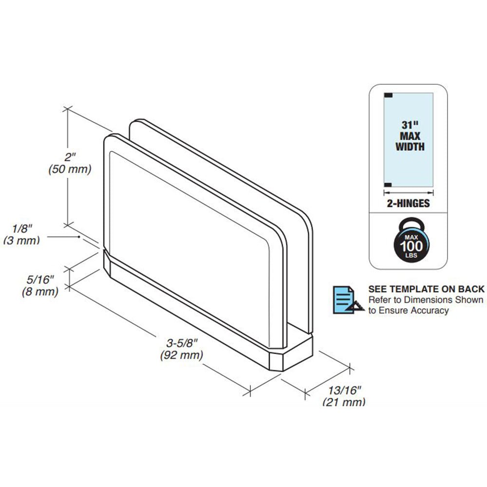 FHC - FHC Patriot Series Top Or Bottom Beveled Pivot Hinge - PAT01BN