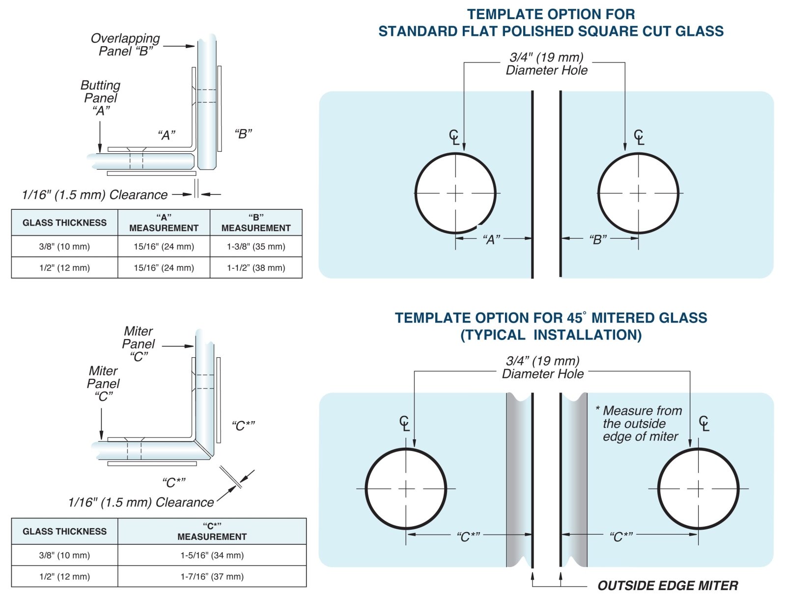 FHC FHC Open Face Square - 90 Degree Glass Clamp For 3/8" And 1/2" Glass CSU0F90BN