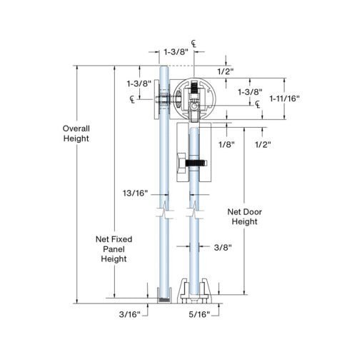 FHC FHC Pacifica Sliding Kit 3/8" Glass PSK84BN