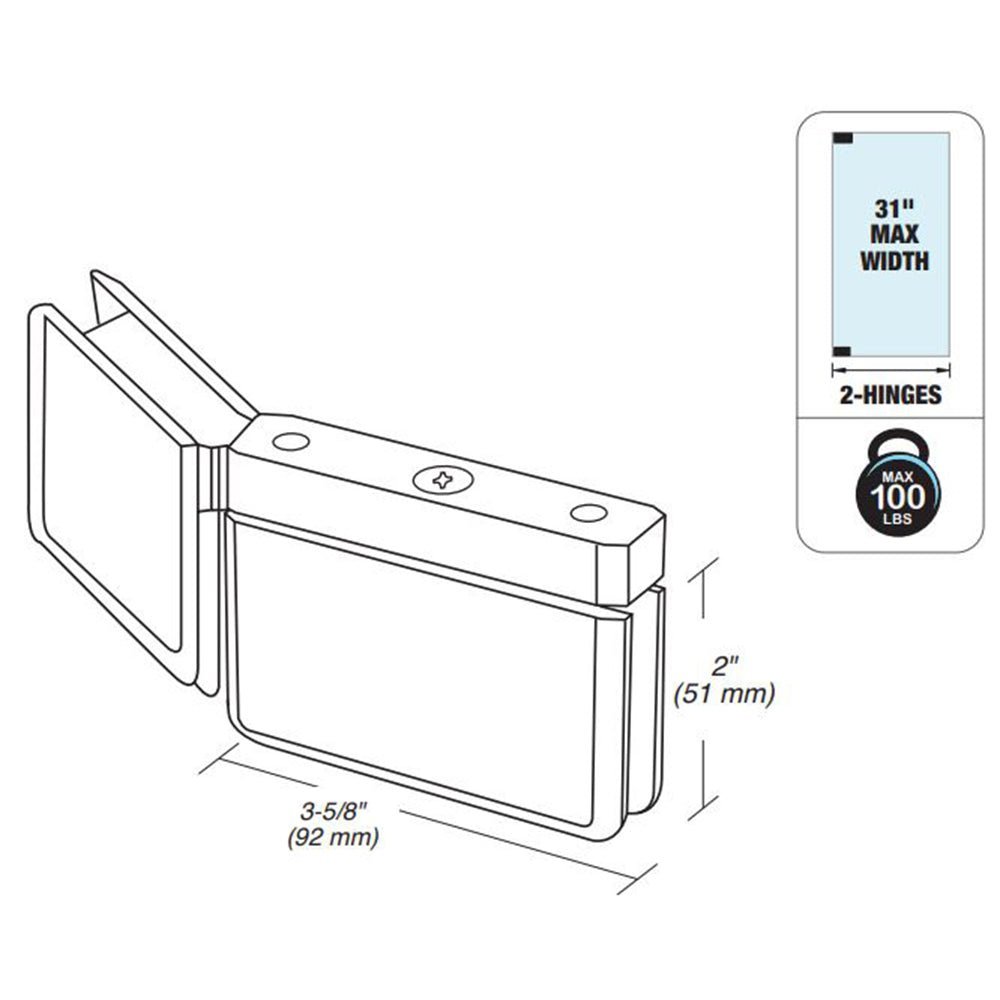 FHC FHC Patriot 135 Degree Glass - To - Glass Hinge Left For 3/8" Glass PAT0735LCH