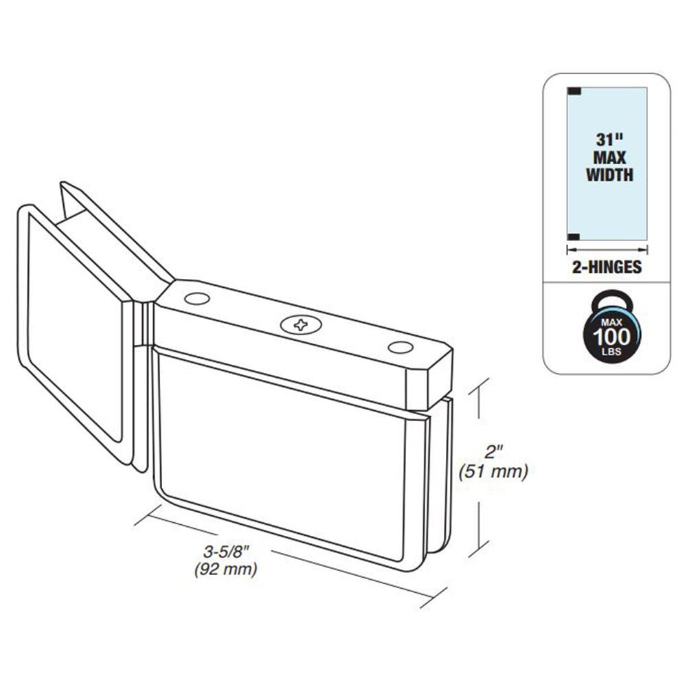 FHC FHC Patriot 135 Degree Glass - To - Glass Hinge Right For 3/8" Glass PAT0735RBN