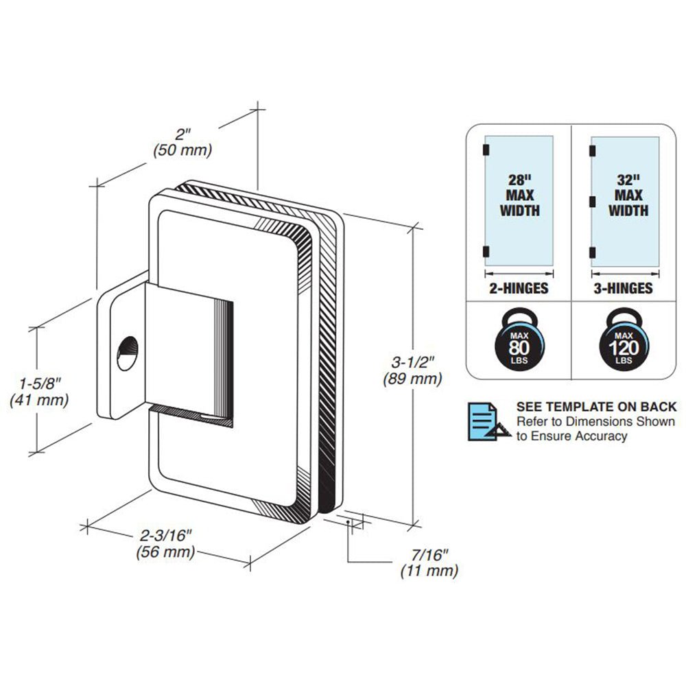 FHC FHC Preston 180 Degree Pony Wall Mount Hinge PRES280BN