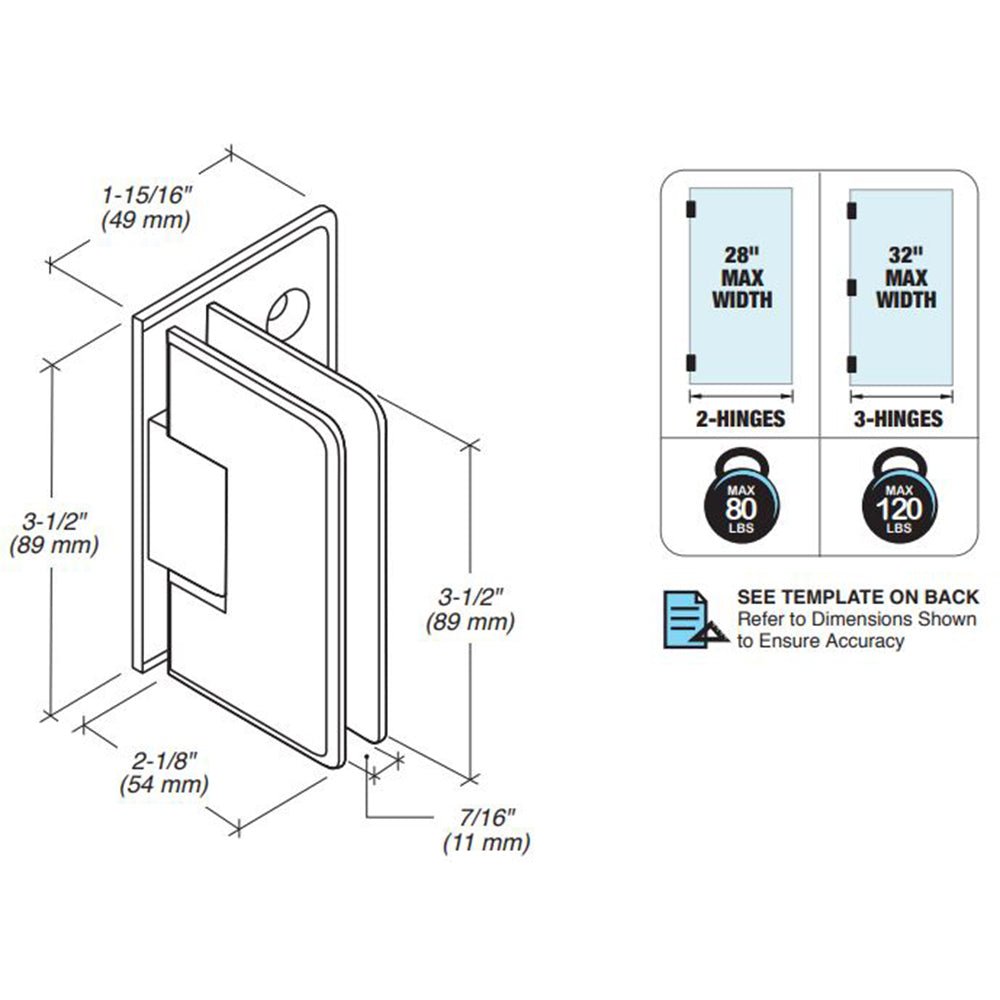 FHC FHC Preston Adjustable Beveled Wall Mount Hinge Full Offset Back Plate PRESA05BN