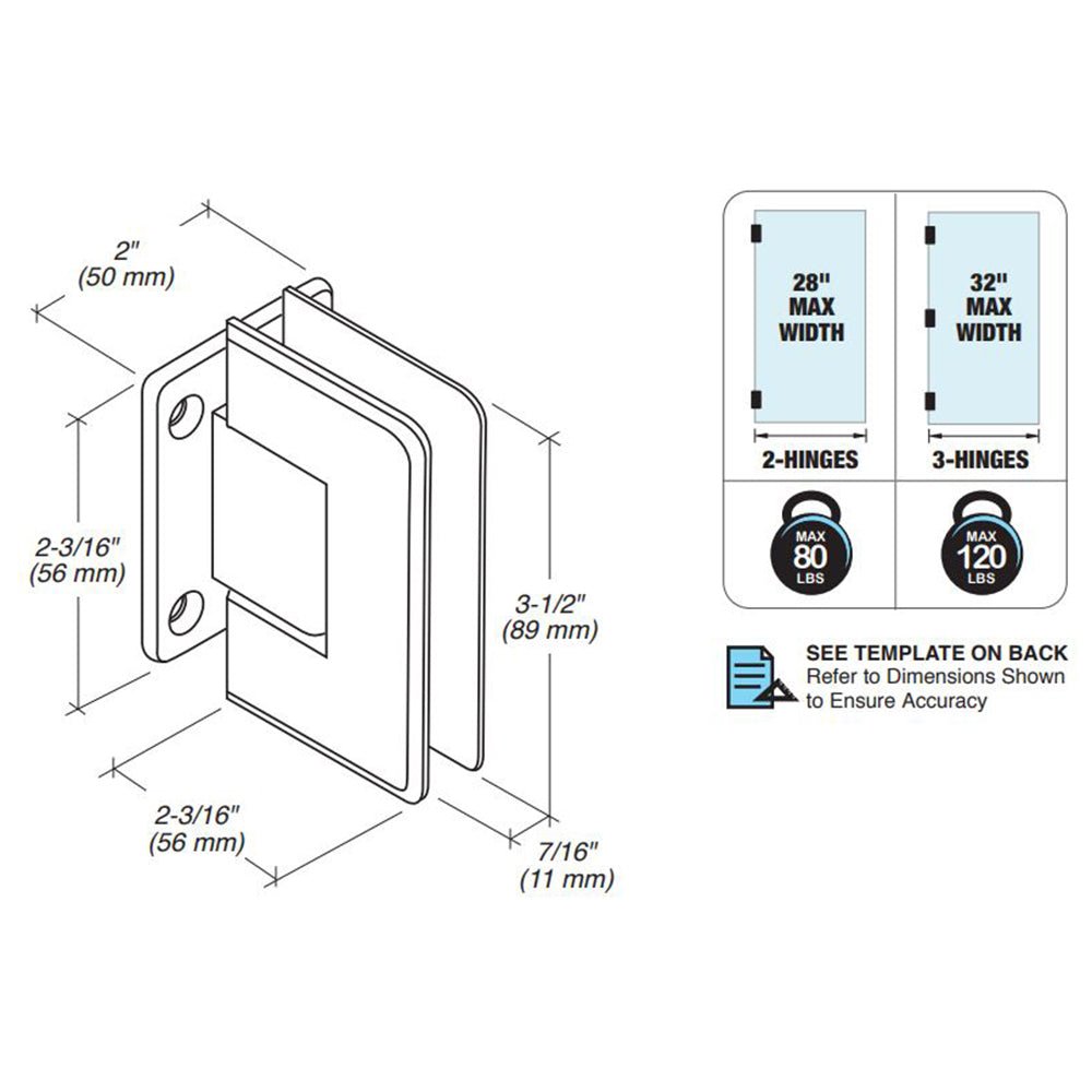 FHC FHC Preston Adjustable Beveled Wall Mount Hinge Short Back Plate PRESAS2BN