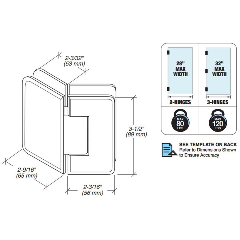 FHC FHC Preston Beveled 5 Degree Positive Close Glass To Glass 135 Degree Hinge PRES535BN