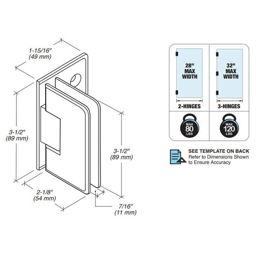 FHC FHC Preston Beveled 5 Degree Positive Close Offset Back Plate Wall Mount Hinge PRES05BN