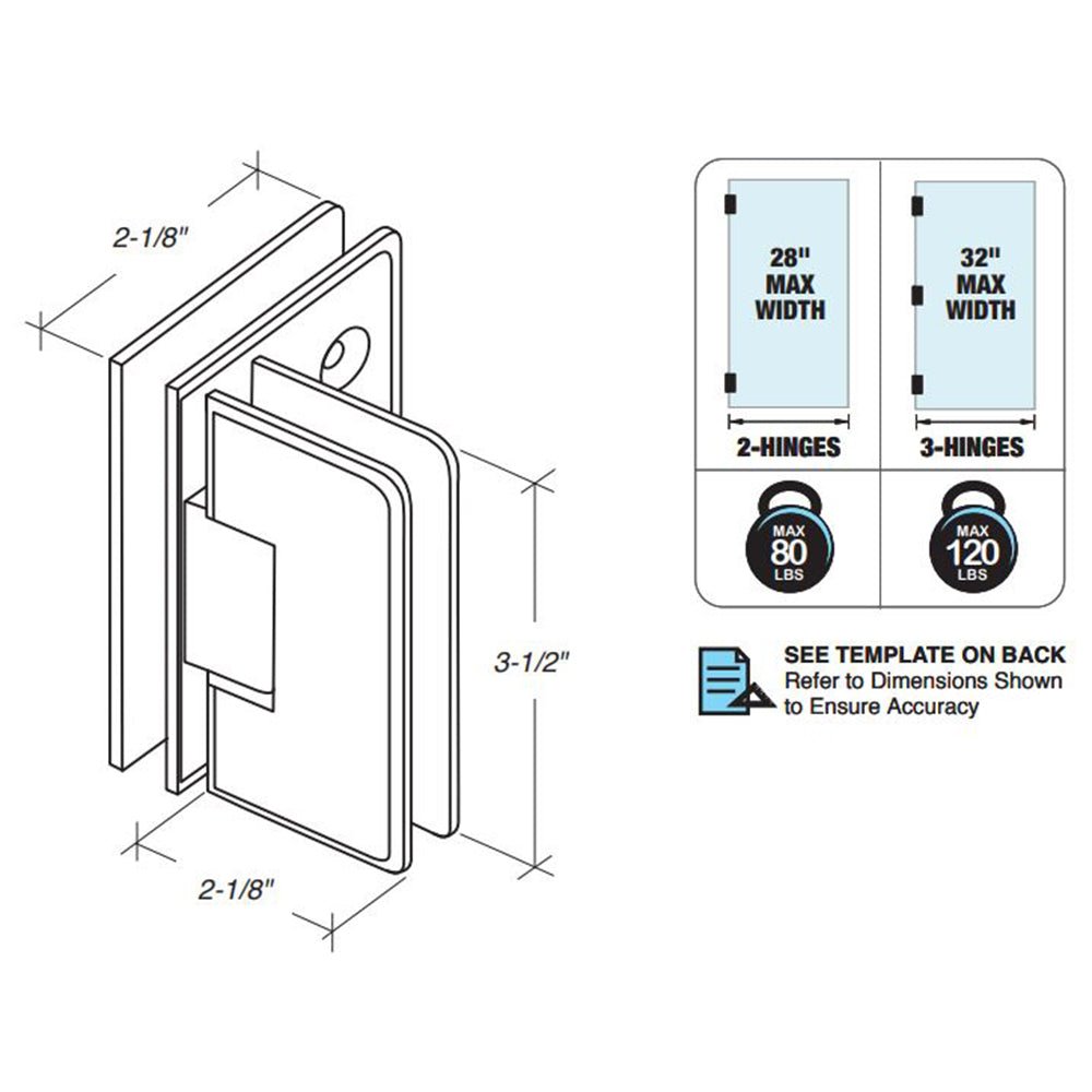 FHC FHC Preston Beveled Glass To Glass 90 Degree Hinge PRES90BN