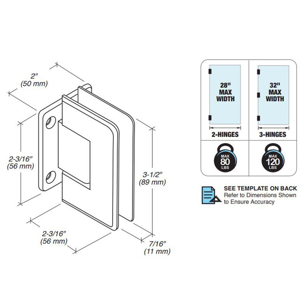 FHC FHC Preston Series Wall Mount Hinge - Short Back Plate PRESS2BN