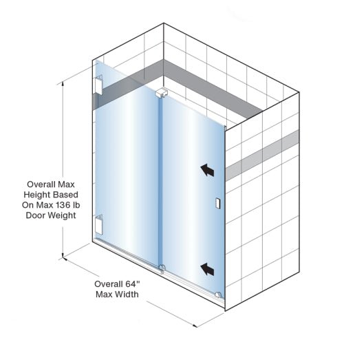 FHC FHC Ridgeline Bottom Rolling Shower Door Kit Round Roller Housing For 1/2" Glass RLRD180BN