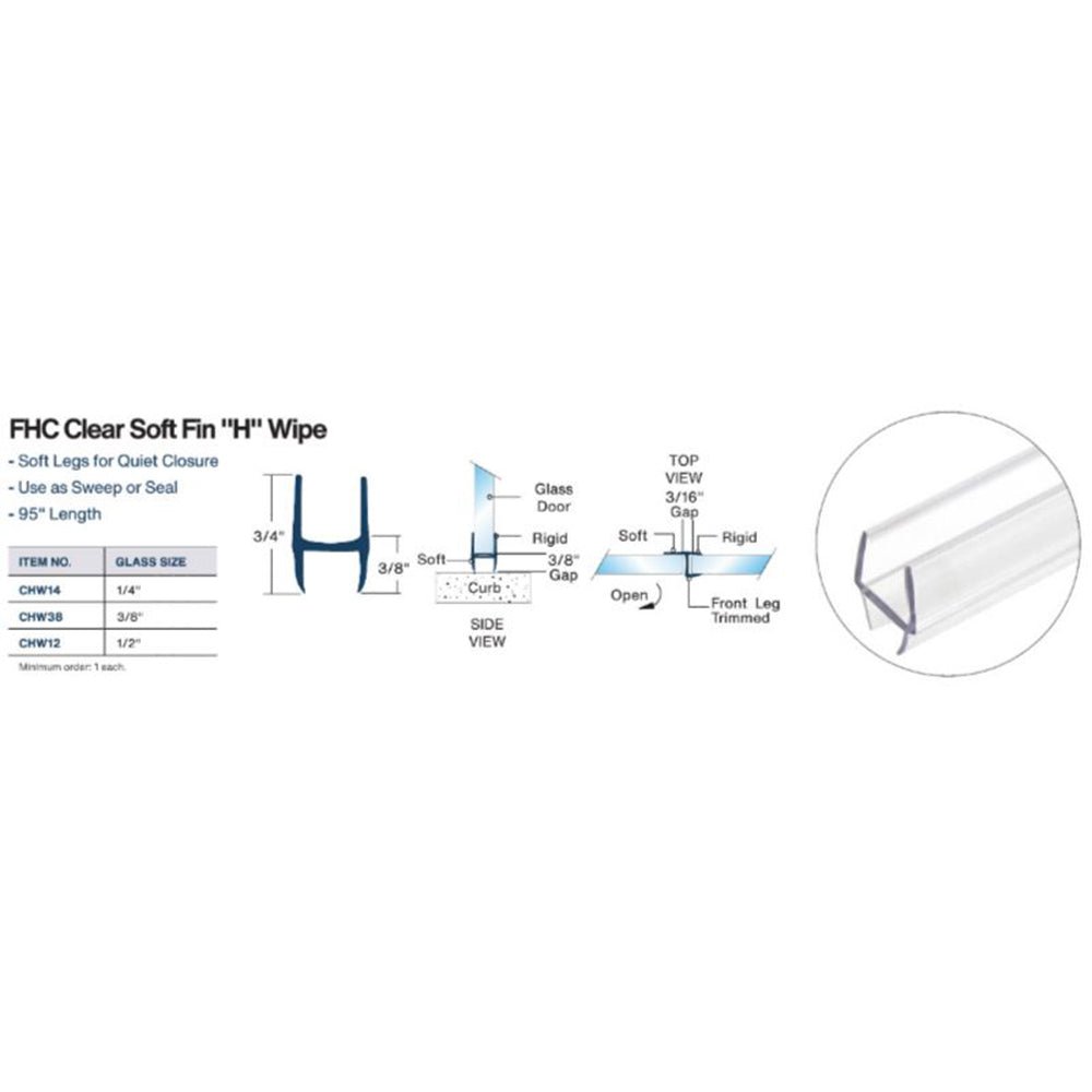 FHC FHC Soft Fin 'H' Wipe for Glass - 95" Long CHW14