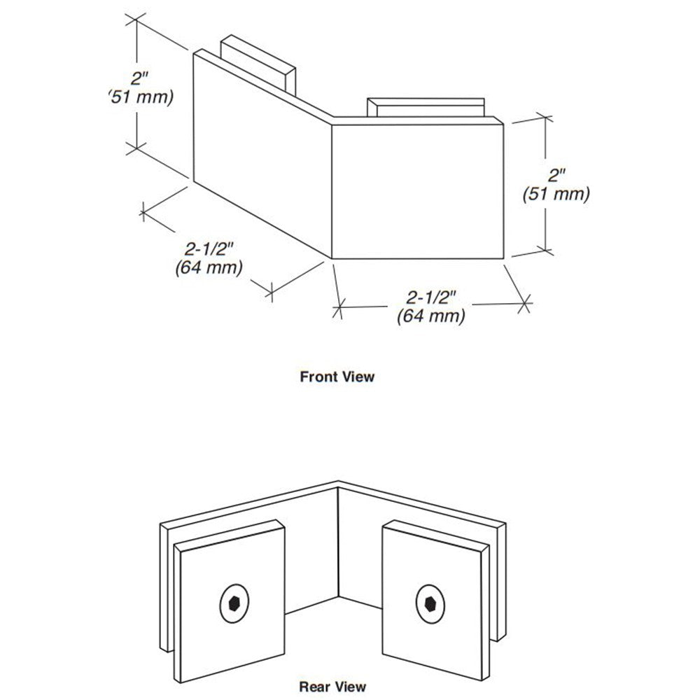 FHC FHC Square 135 Degree Clamp Glass - To - Glass CSU135BN