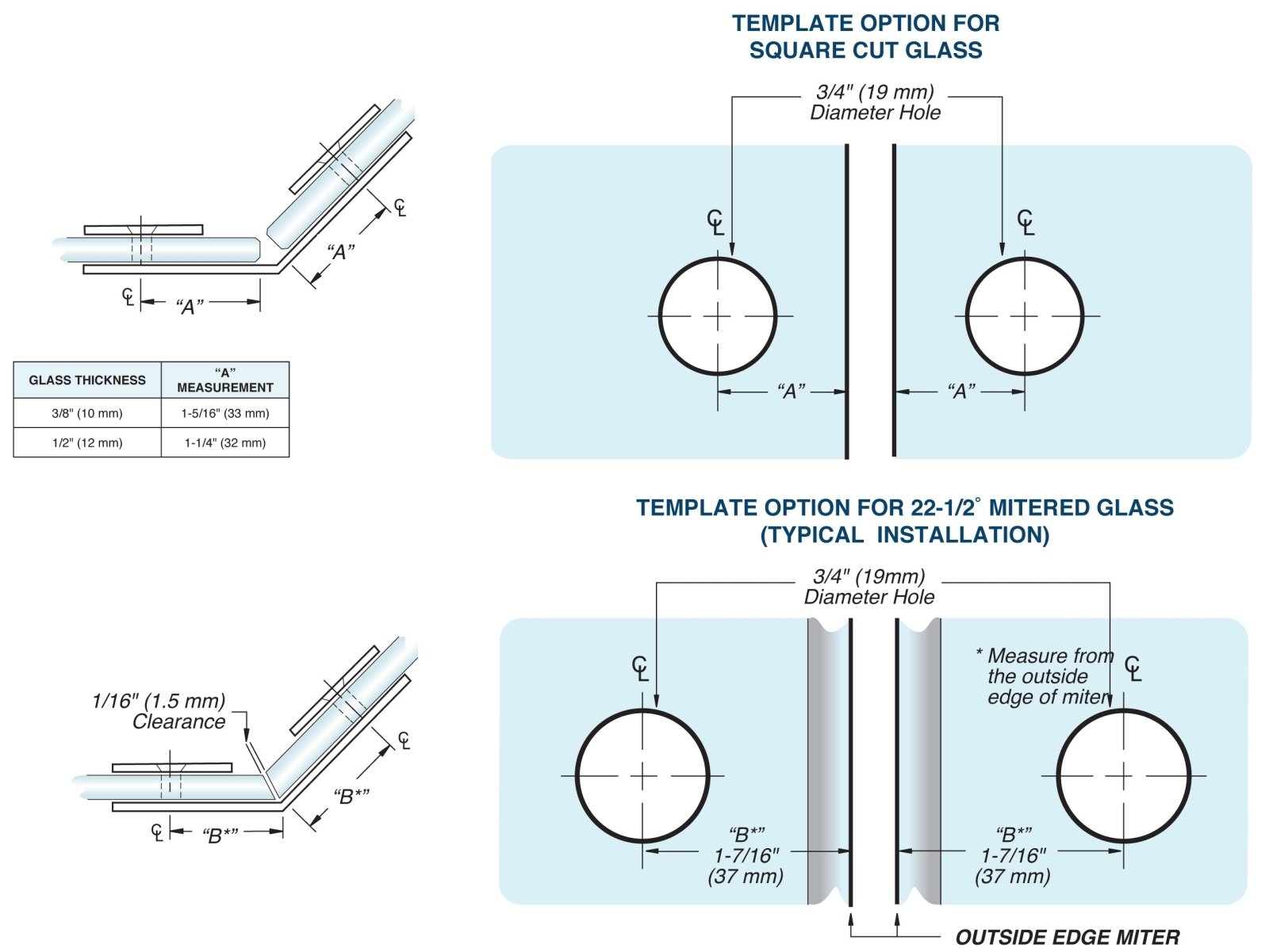 FHC FHC Square 135 Degree Clamp Glass - To - Glass CSU135BN