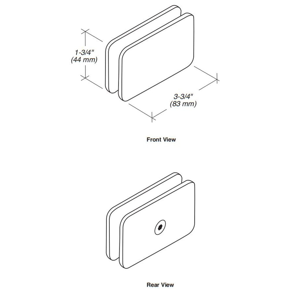 FHC FHC Square 180 Degree Glass Clamp No Glass Fabrication CSN180BN