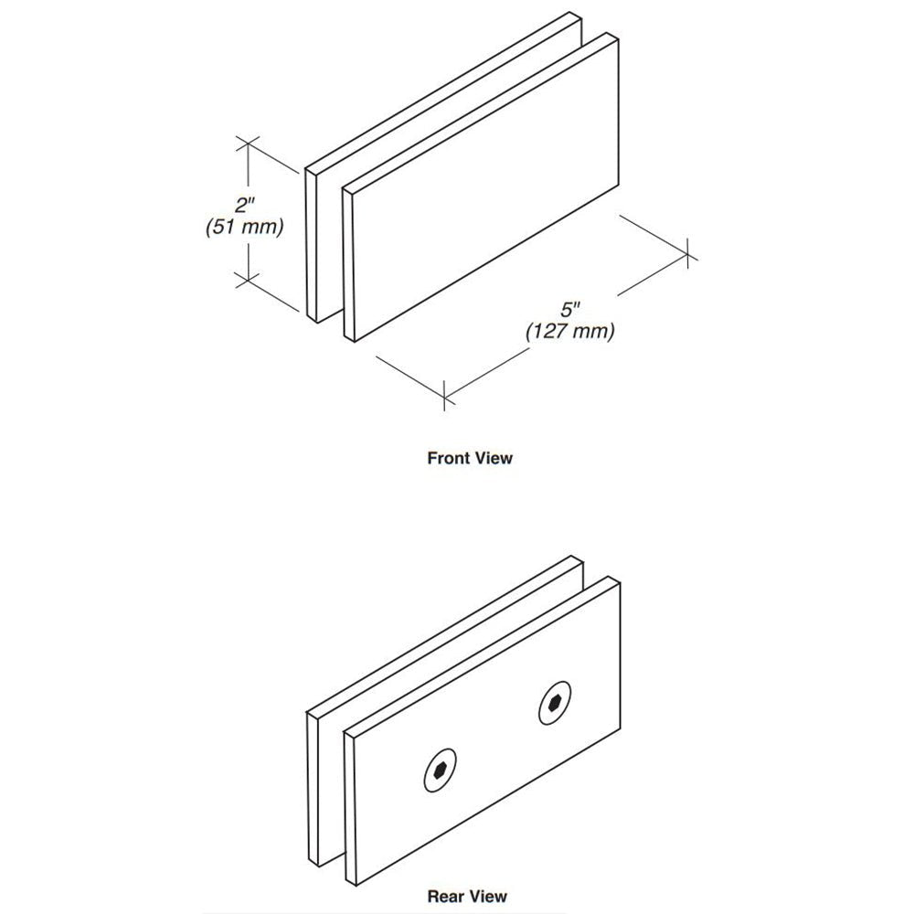 FHC FHC Square 180 Degree Glass To Glass Clamp 2 Holes In Glass CSU180BN