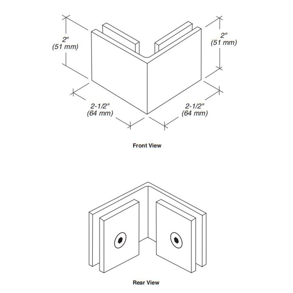 FHC FHC Square 90 Degree Glass Clamp CSU90BN