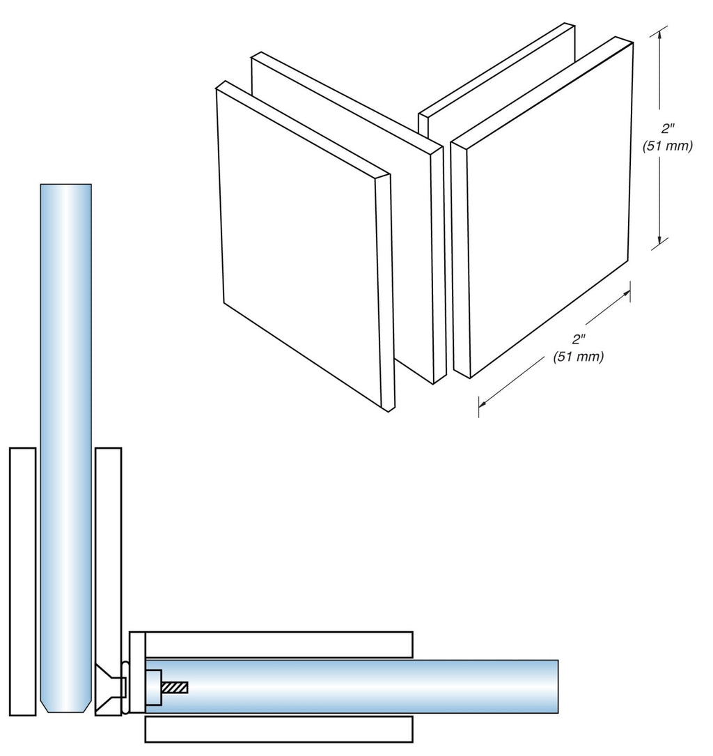Transom Square FHC Square 90 Degree Pivot Transom Clamp SPT90BN - Shower Hardware