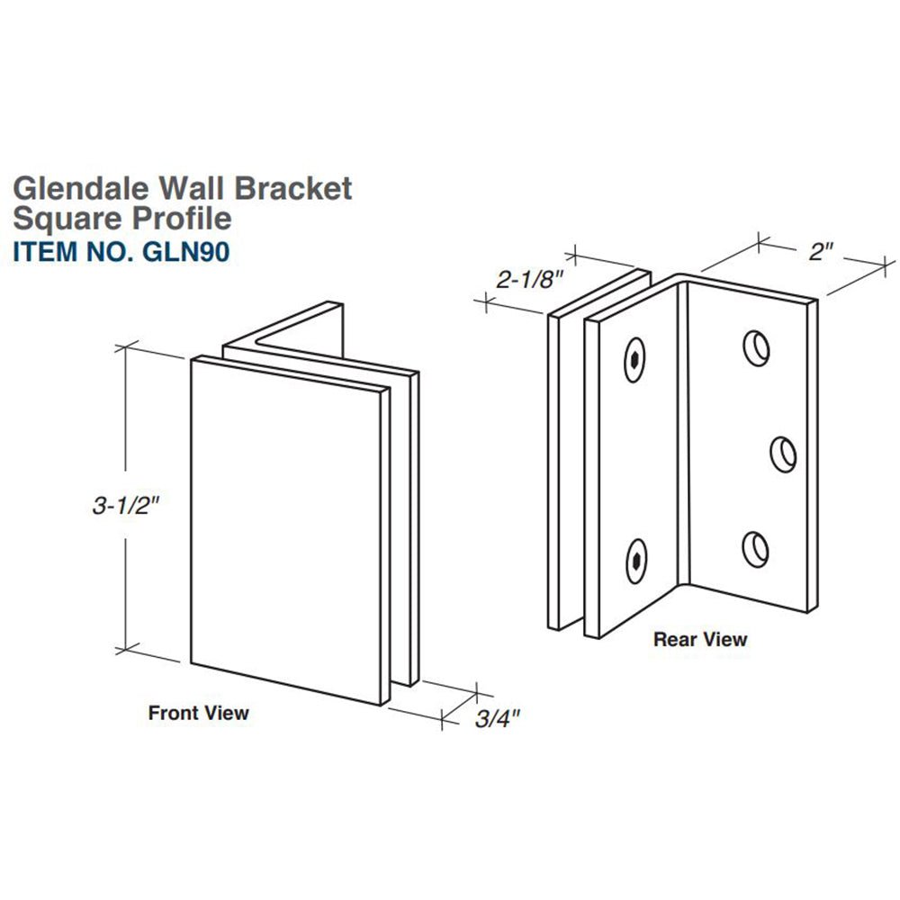 FHC FHC Square Profile Glass Clamp Flange Mount GLN90BN