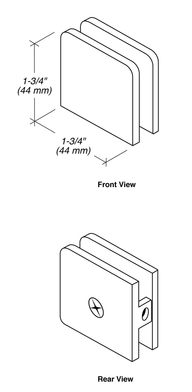 FHC FHC Traditional Fixed Panel Clamp 1 - 3/4" X 1 - 3/4" TUC77BN