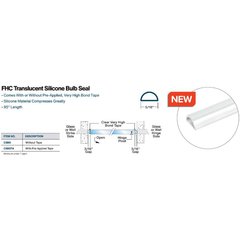 FHC FHC Translucent Silicone Bulb Seal - 95" Long CSBS