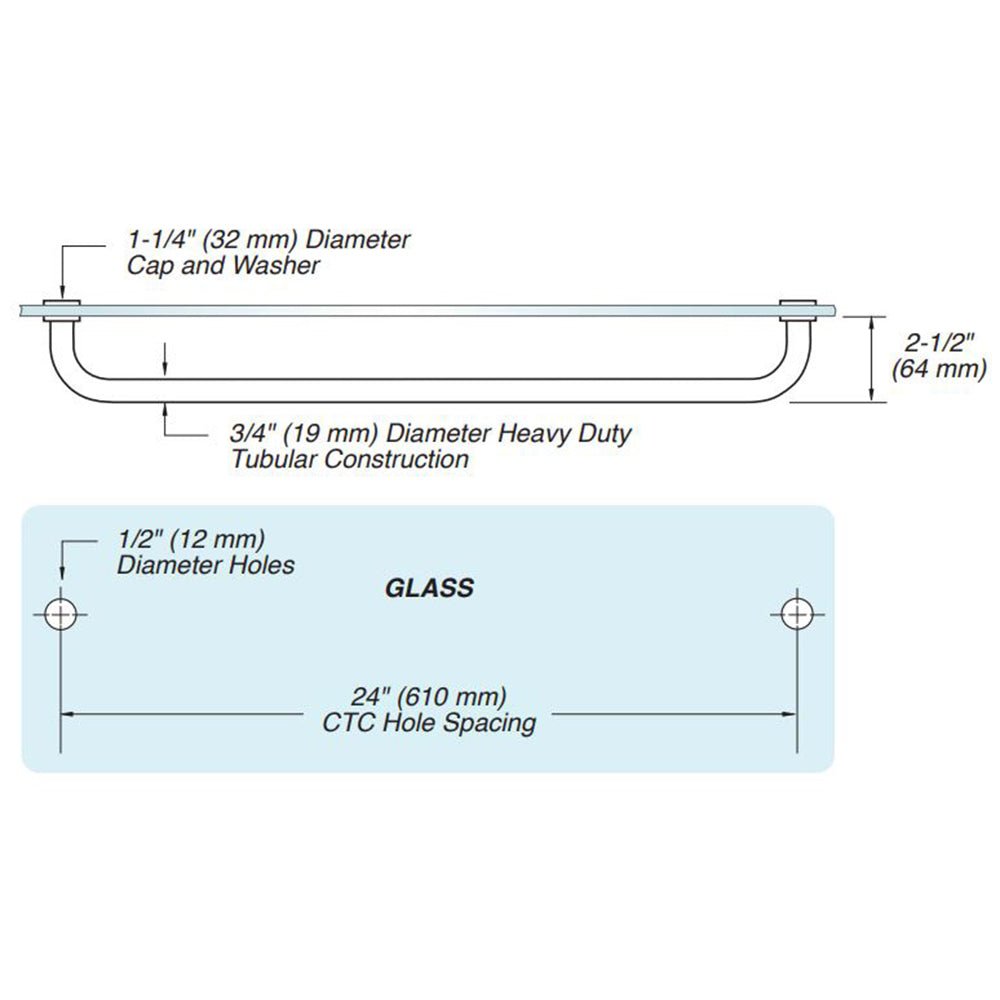 FHC FHC Tubular Single - Sided Towel Bar TBR18BN