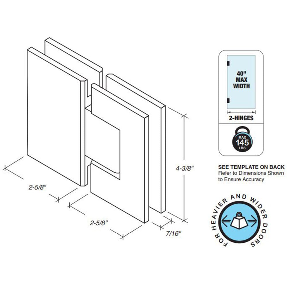 FHC FHC Valore HD Square Glass To Glass 180 Degree Hinge VAL180BN