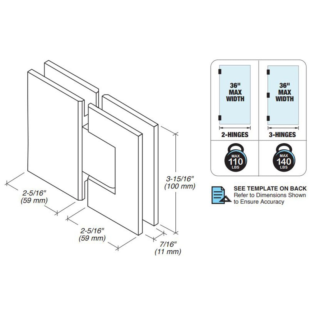 FHC FHC Venice Series 180 Degree Glass To Glass Hinge VEN180BN