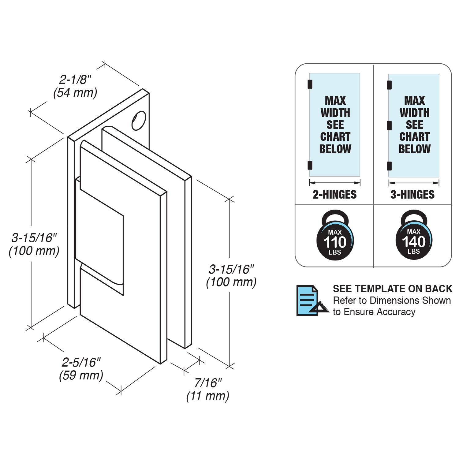 FHC FHC Venice Series Wall Mount Hinge - Offset Back Plate VEN03BN