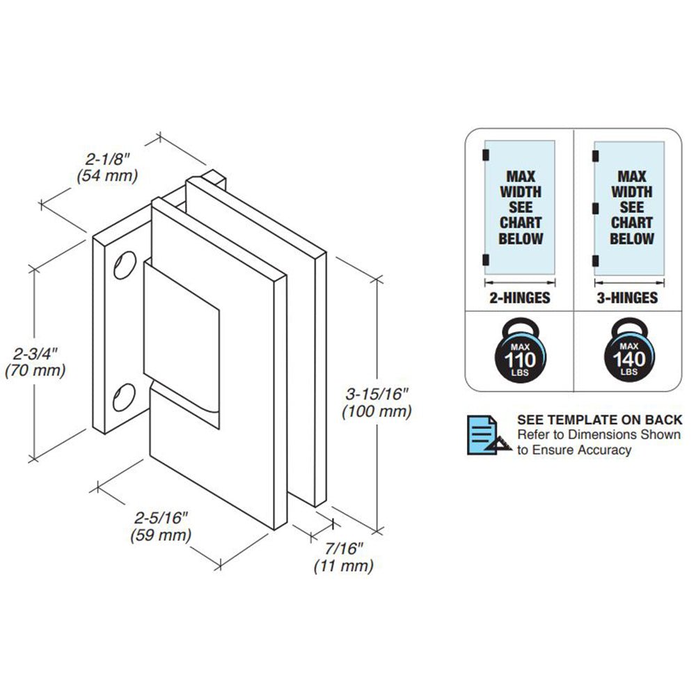 FHC FHC Venice Series Wall Mount Hinge - Short Back Plate VENS2BN