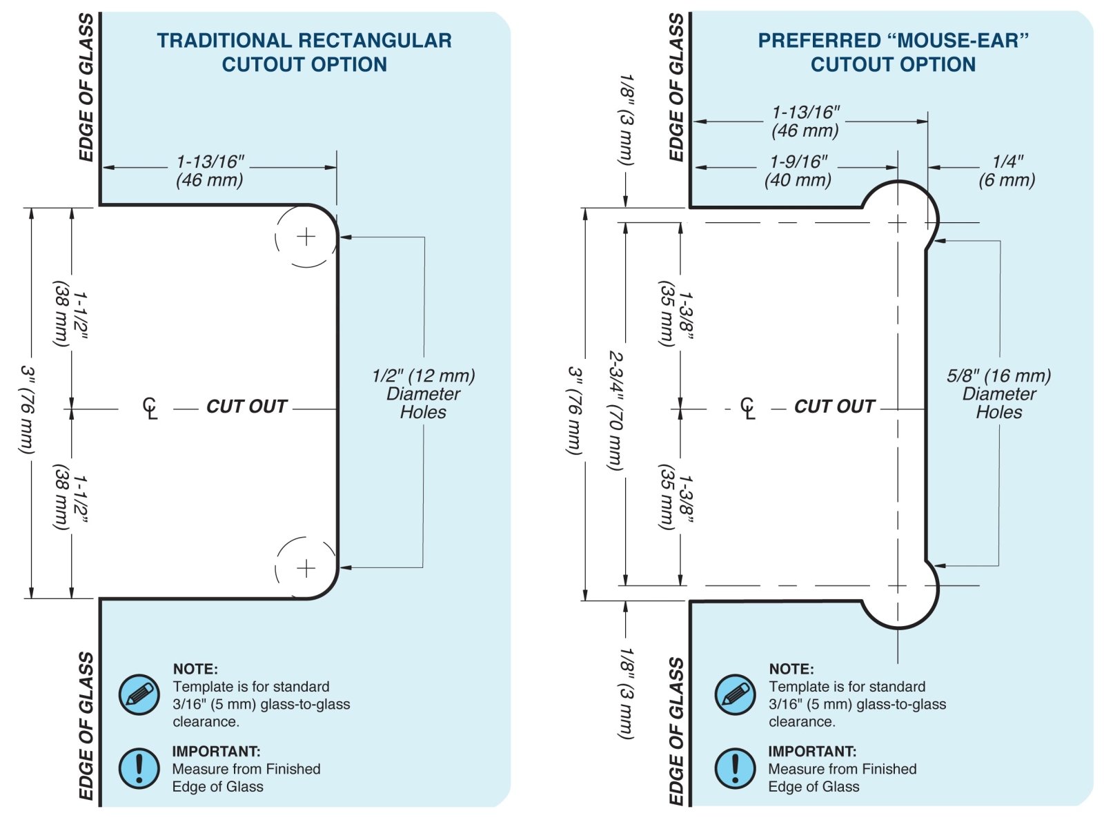 FHC FHC Venice Square 5 Degree Positive Close Glass To Glass 180 Degree Hinge VEN580BN