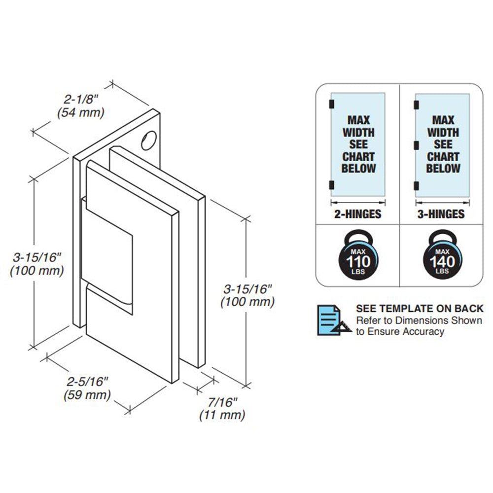 FHC FHC Venice Square 5 Degree Positive Close Offset Back Plate Wall Mount Hinge VEN05BN