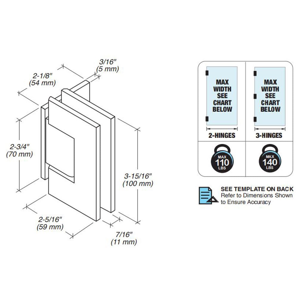 FHC FHC Venice Square 5 Degree Positive Close Offset Short Back Plate Wall Mount Hinge VENS05BN