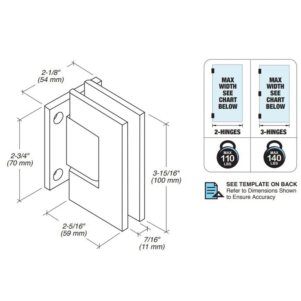 FHC FHC Venice Square 5 Degree Positive Close Short Back Plate Wall Mount Hinge VENS5BN