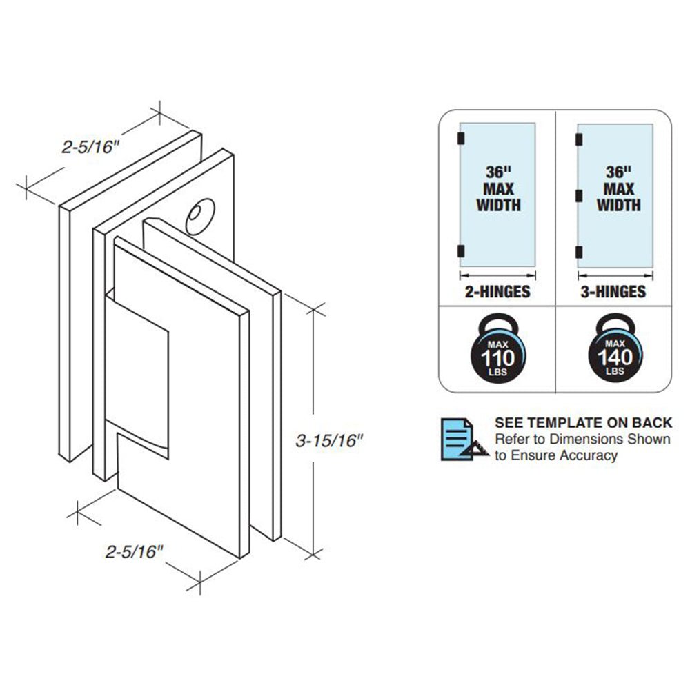 FHC FHC Venice Square Glass To Glass 90 Degree Hinge VEN90BN