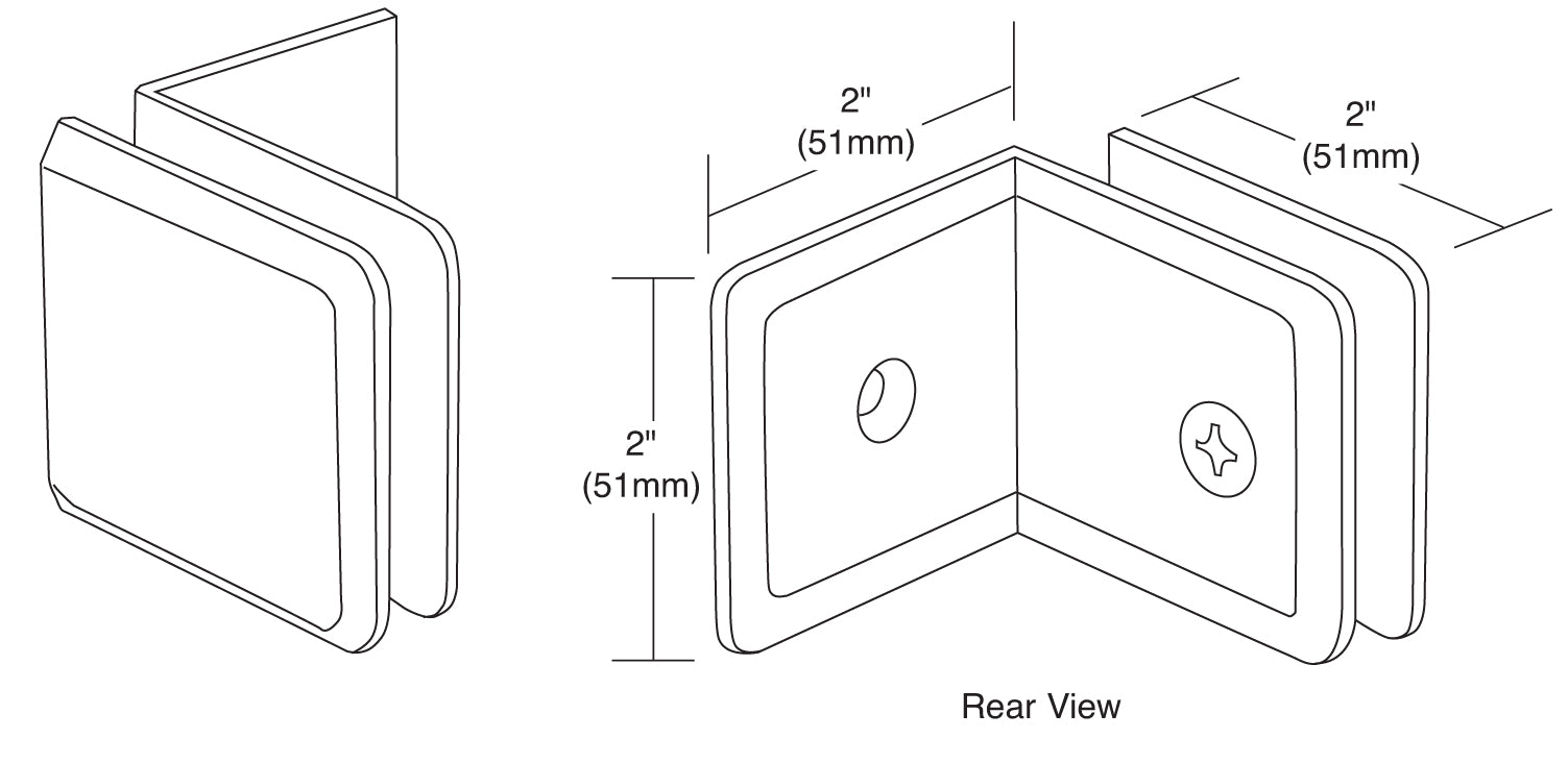 CRL Fixed Panel Beveled Clamp with Large Leg BGC0390RB