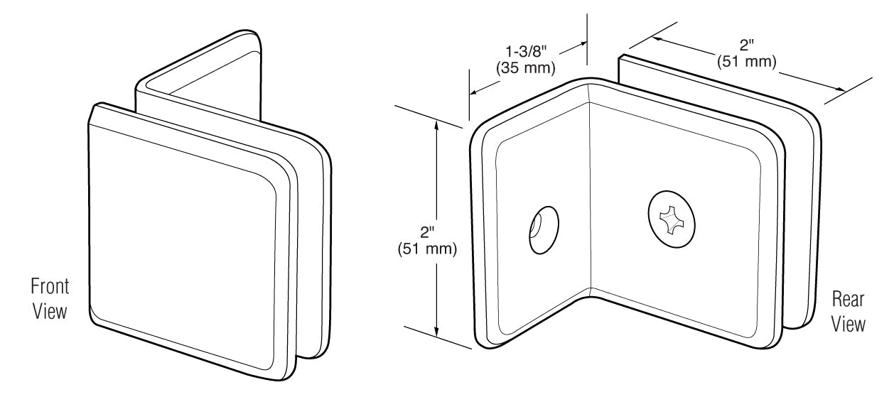 CRL Fixed Panel Beveled Clamp With Small Leg BGC0370RB