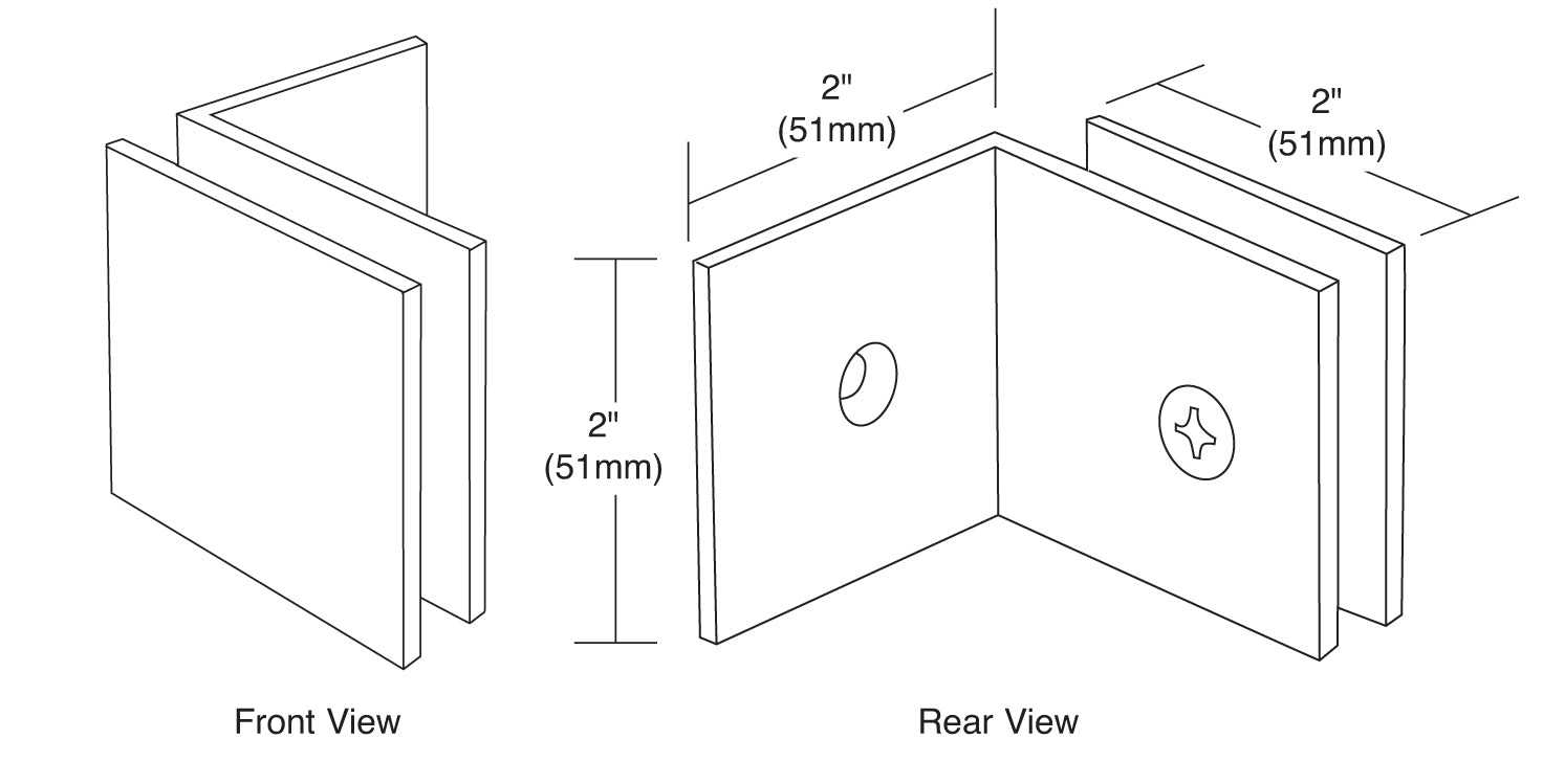 CRL Fixed Panel Square Clamp With Large Leg SGC0390RB