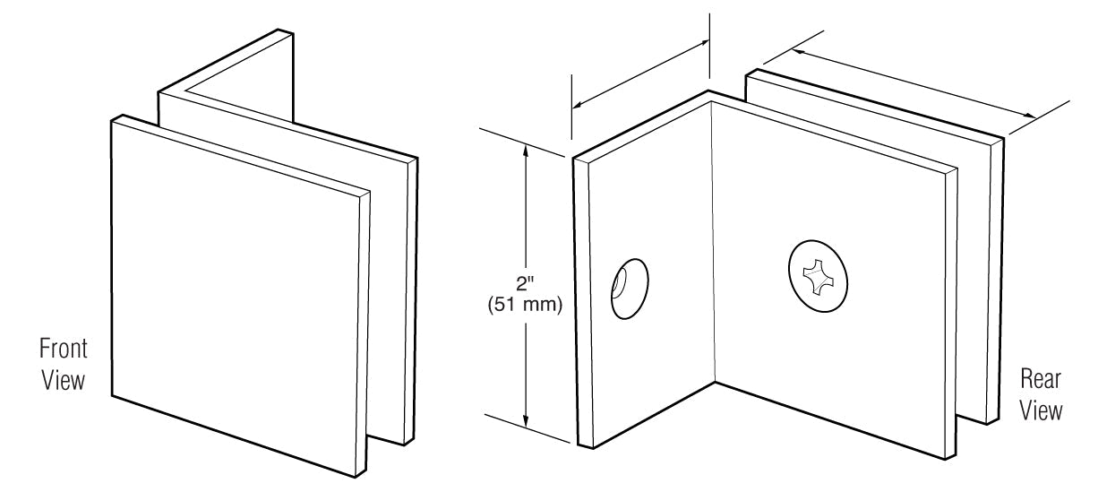 CRL Fixed Panel Square Clamp With Small Leg SGC0370RB