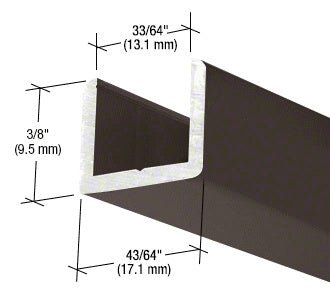 CRL Frameless Shower Door Aluminum Regular U - Channel for Thick Glass - 95" SDCR120RB