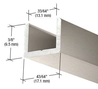 CRL Frameless Shower Door Aluminum Regular U - Channel for Thick Glass - 95" SDCR12BN