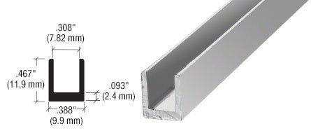 CRL Frameless Shower Door Aluminum Regular U - Channel for Thick Glass - 95" SDCR12MBL