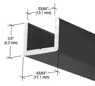 CRL Frameless Shower Door Aluminum Regular U - Channel for Thick Glass - 95" SDCR12MBL