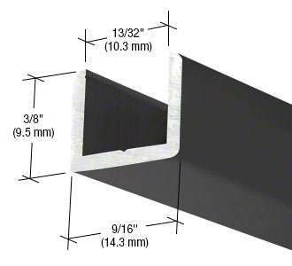 CRL Frameless Shower Door Aluminum Regular U - Channel for Thick Glass - 95" SDCR38MBL