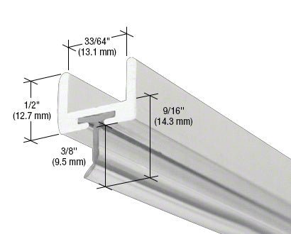 CRL Frameless Shower Door Aluminum U - Channel with Wipe for Glass SDW12BA