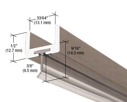 CRL Frameless Shower Door Aluminum U - Channel with Wipe for Glass SDW12BN