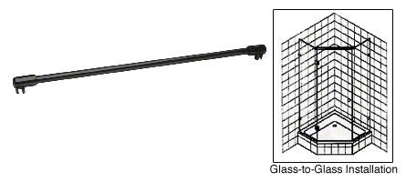 CRL Frameless Shower Door Fixed Panel Glass - To - Glass Support Bar for 3/8" to 1/2" Thick Glass SUP20MBL