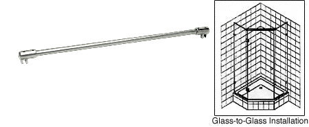 CRL Frameless Shower Door Fixed Panel Glass - To - Glass Support Bar for 3/8" to 1/2" Thick Glass SUP20PN