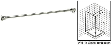 CRL Frameless Shower Door Fixed Panel Wall - To - Glass Support Bar for 3/8" to 1/2" Thick Glass SUP10PN